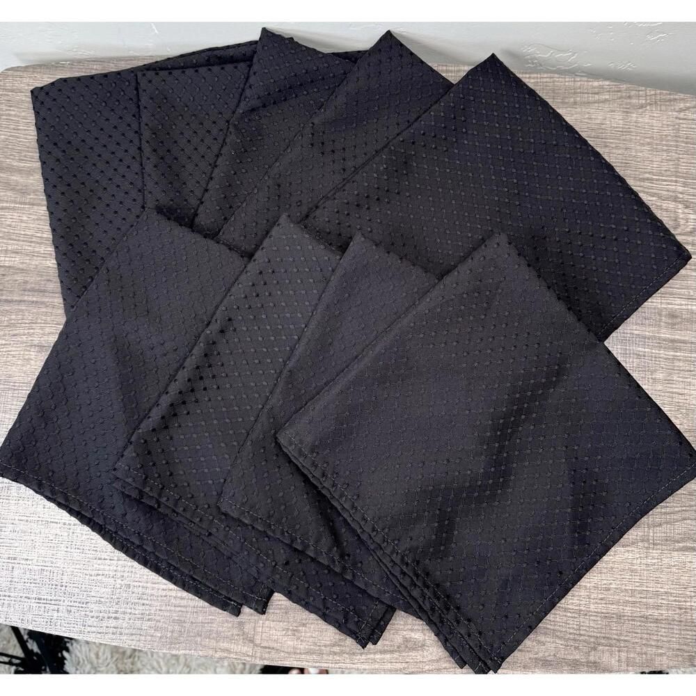 Villeroy & Boch Black Cloth Napkins Table Set of 9 – 16” Square Textured Pattern